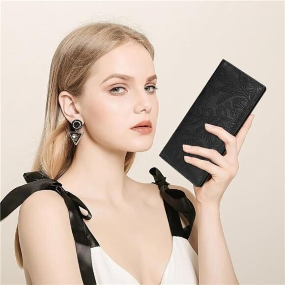Ultra Slim Thin Wallet for Women Black - Picture 1 of 6